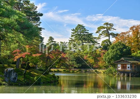 紅葉が美しい晩秋の兼六園 133633230