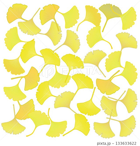 黄色く色づいた銀杏の葉っぱイラスト 133633622