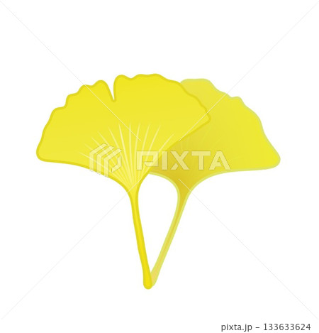 黄色く色づいた銀杏の葉っぱイラスト 133633624