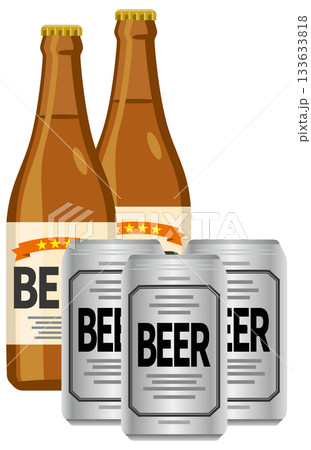 瓶ビールと缶ビールのイメージイラスト 瓶ビールと缶ビールのイメージイラスト 133633818