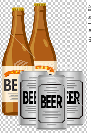 瓶裝和罐裝啤酒插圖 133633818