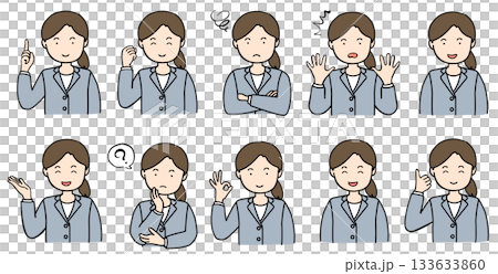 Illustration set of a posing young woman 133633860