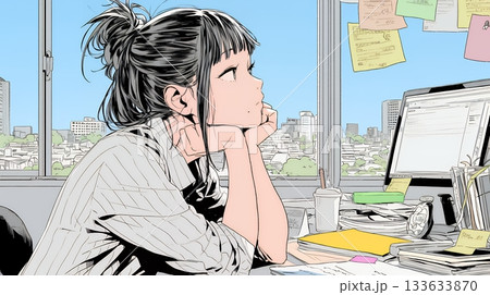 迷いに囚われ、決断できないビジネスウーマン