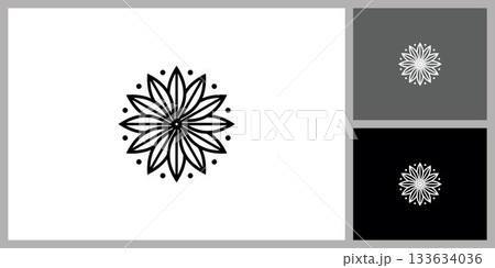 Decorative Floral Sun Ornament Icon for Wellness and Spa 133634036