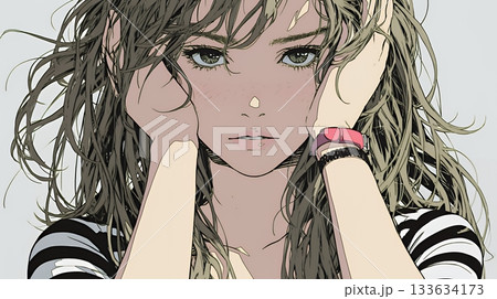 怯えた表情の若い女性