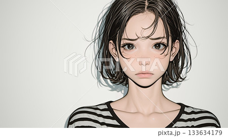 怯えた表情の若い女性