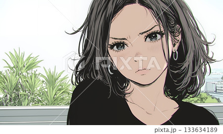 怯えた表情の若い女性