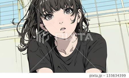 驚愕して息を呑み、目を見開いたまま口をぽかんとする若い女性