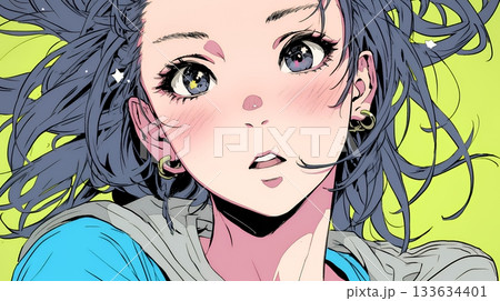 驚愕して息を呑み、目を見開いたまま口をぽかんとする若い女性