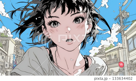 驚愕して息を呑み、目を見開いたまま口をぽかんとする若い女性