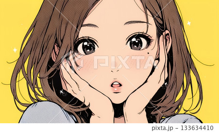 驚愕して息を呑み、目を見開いたまま口をぽかんとする若い女性