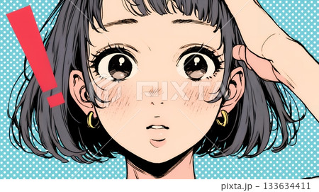 驚愕して息を呑み、目を見開いたまま口をぽかんとする若い女性