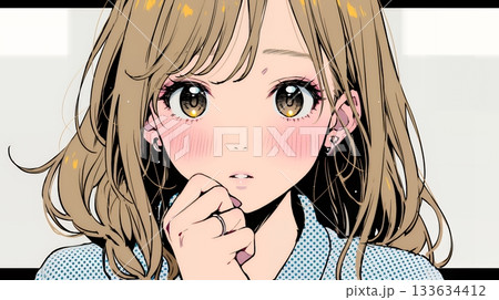 驚愕して息を呑み、目を見開いたまま口をぽかんとする若い女性