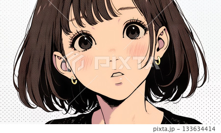 驚愕して息を呑み、目を見開いたまま口をぽかんとする若い女性