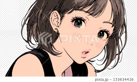 驚愕して息を呑み、目を見開いたまま口をぽかんとする若い女性