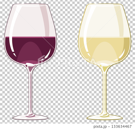 紅酒和白酒倒入酒杯的插圖 133634467