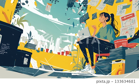 経済的に追い詰められ、部屋で悩む女性