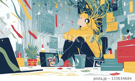 経済的に追い詰められ、部屋で悩む女性