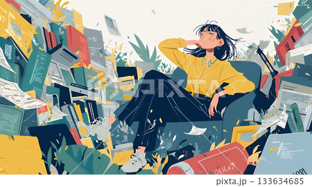 経済的に追い詰められ、部屋で悩む女性