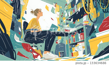 経済的に追い詰められ、部屋で悩む女性