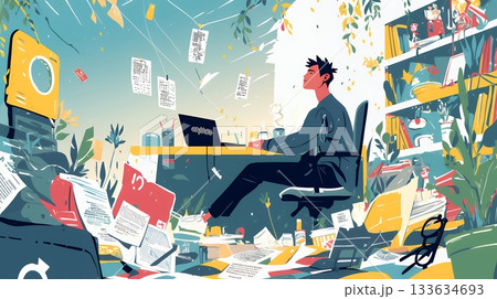 経済的に追い詰められ、部屋で悩む男性