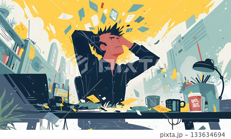 経済的に追い詰められ、部屋で悩む男性