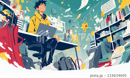 経済的に追い詰められ、部屋で悩む男性