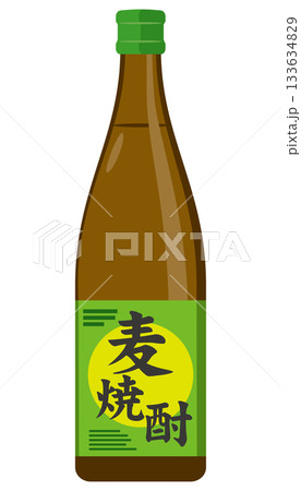 ボトルに入った麦焼酎のイメージイラスト 133634829