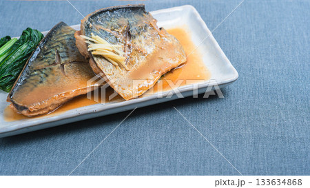 鯖の味噌煮　Mackerel simmered in miso 133634868