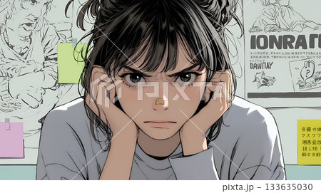 嫌悪の表情を浮かべている若い女性 嫌悪の表情を浮かべている若い女性 133635030