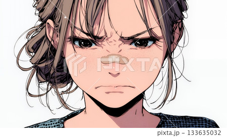 嫌悪の表情を浮かべている若い女性 嫌悪の表情を浮かべている若い女性 133635032