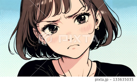 嫌悪の表情を浮かべている若い女性