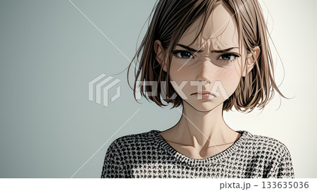 嫌悪の表情を浮かべている若い女性