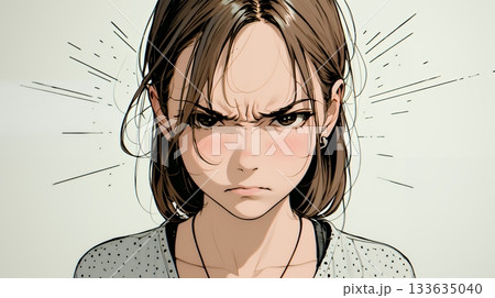 嫌悪の表情を浮かべている若い女性