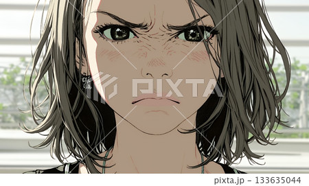 嫌悪の表情を浮かべている若い女性 嫌悪の表情を浮かべている若い女性 133635044