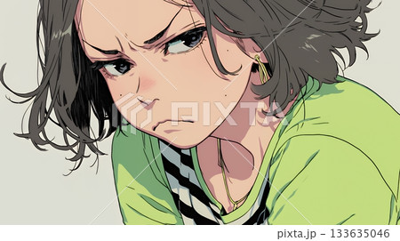 嫌悪の表情を浮かべている若い女性