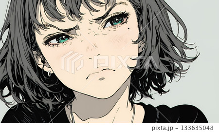 嫌悪の表情を浮かべている若い女性