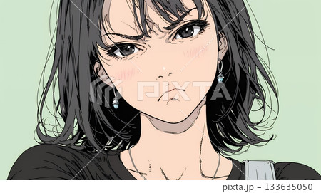 嫌悪の表情を浮かべている若い女性