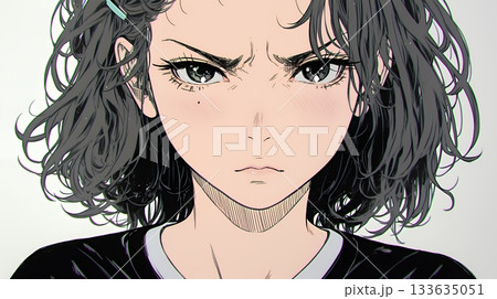 嫌悪の表情を浮かべている若い女性 嫌悪の表情を浮かべている若い女性 133635051