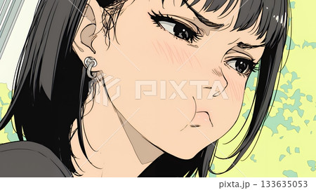 嫌悪の表情を浮かべている若い女性