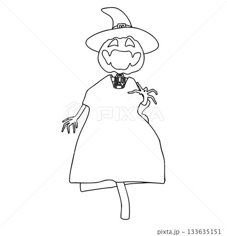 Outline for Coloring of Halloween Scarecrow Lantern Jack Pumpkin. One of the Fall Holiday Symbol. Vector Illustration. Outline for Coloring of Halloween Scarecrow Lantern Jack Pumpkin. One of the Fall Holiday Symbol. Vector Illustration. 133635151
