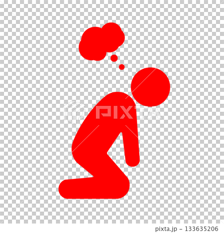 憂鬱症患者象形圖（紅色） 133635206