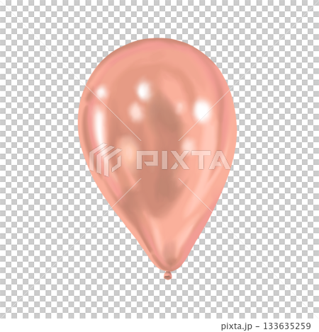 Beige air balloon hand drawn illustration with soft shine. Ellipse shape with gentle highlight. Perfect for birthday party decor and holiday card design. Great for festive poster and joyful event. 133635259