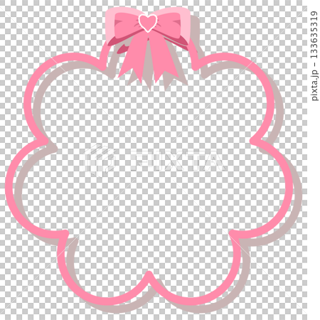 Cute Pink Cloud Flower Frame with Heart Pearl Bow Cute Pink Cloud Flower Frame with Heart Pearl Bow 133635319