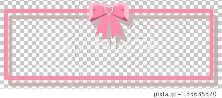 rectangle frame with pink bow 133635320