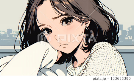 戸惑いの表情の若い女性：困惑した微妙な感情を浮かべた女性