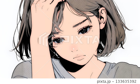 戸惑いの表情の若い女性：困惑した微妙な感情を浮かべた女性