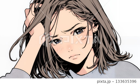 戸惑いの表情の若い女性：困惑した微妙な感情を浮かべた女性