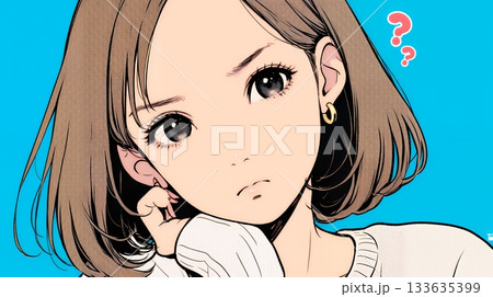 戸惑いの表情の若い女性：困惑した微妙な感情を浮かべた女性