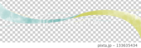 Watercolor line material in light blue and yellow-green that evokes waves and wind 133635434